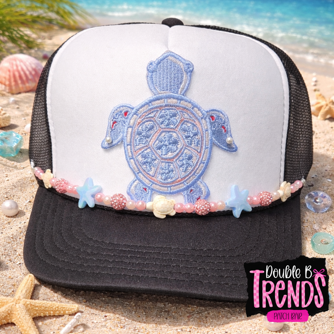 Blue Starfish with Pink and Turtles Hat Chain