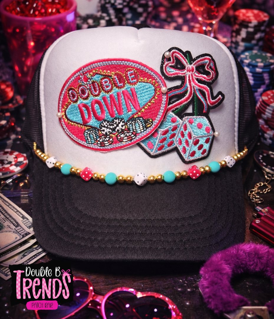 Pink Dice with Teal Hat Chain