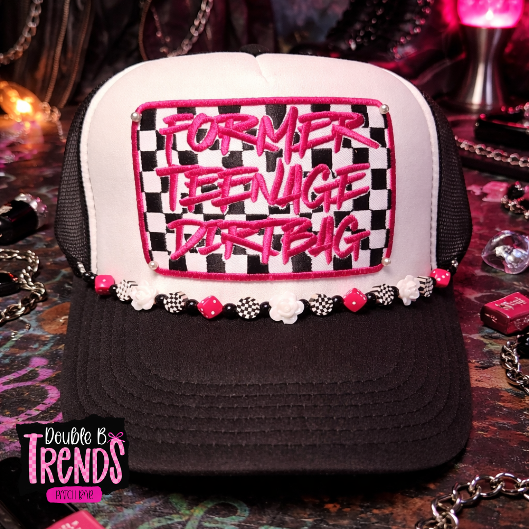 White Roses with Pink Dice and Checkered Hat Chain