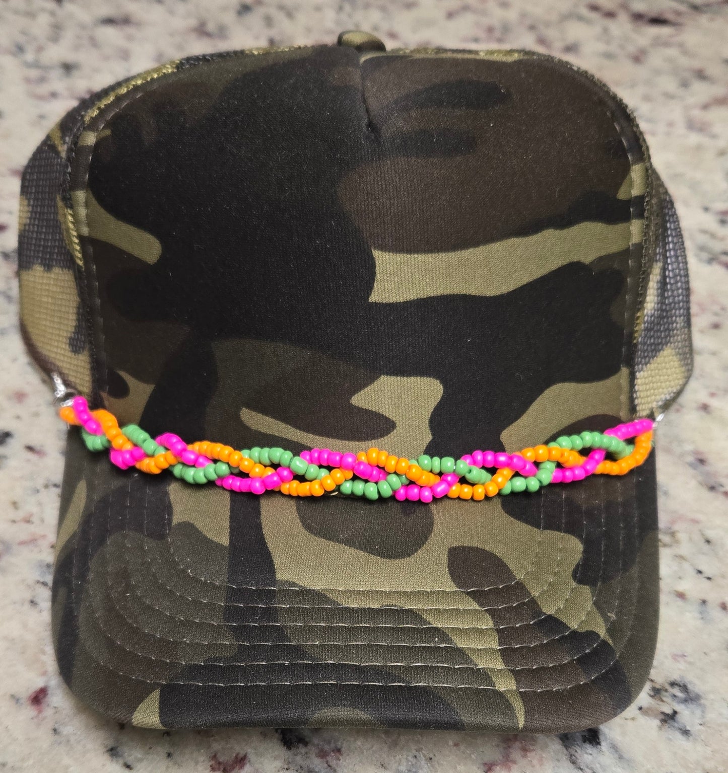 Pink, Orange, Green Braided Hat Chain