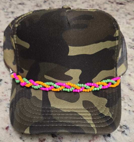 Pink, Orange, Green Braided Hat Chain